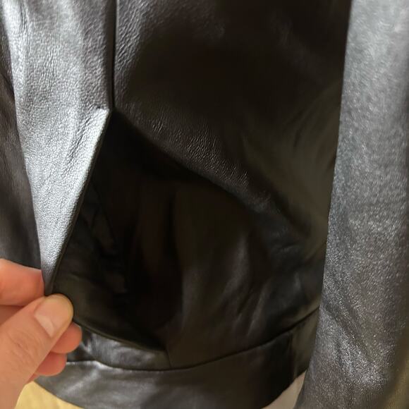 Madewell lamb leather shrunk zip front brass hardware jacket size 6** - Picture 6 of 15